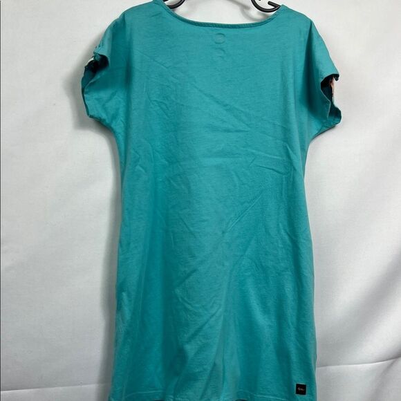 Tea Collection teal and peach floral short sleeve knit dress with pockets size 6 - Picture 9 of 11